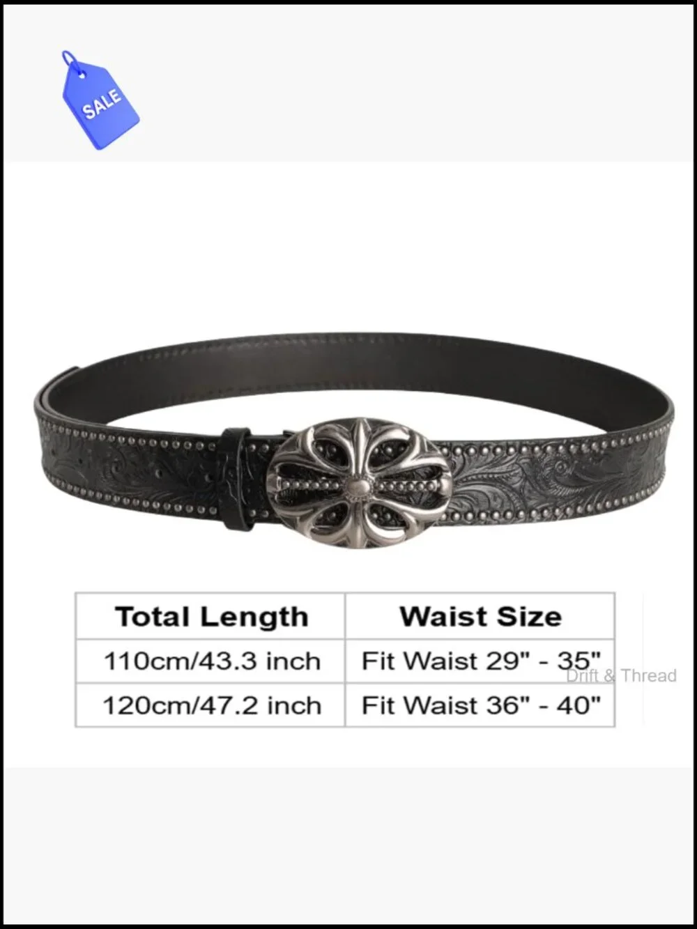 Studded Hollow Flower Buckle Pu Leather Belt Y2k Punk Gothic Grunge Alt